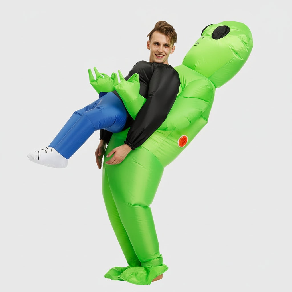 Halloween Inflatable Alien Costume with Dangling Legs and Air Blower Fan - Image 2