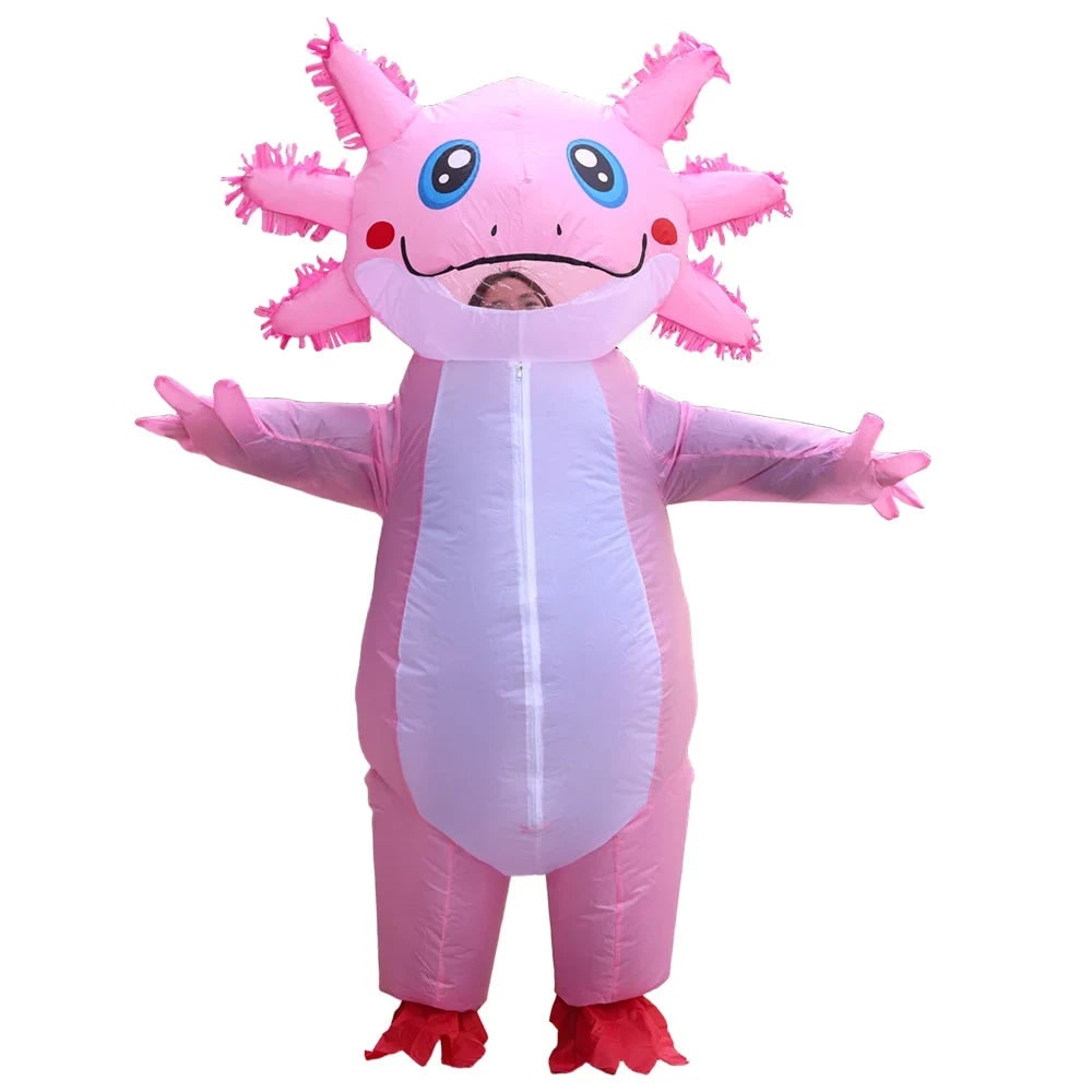 Halloween Inflatable Axolotl Costume with Battery-Operated Fan and Full-Body Design - Image 4