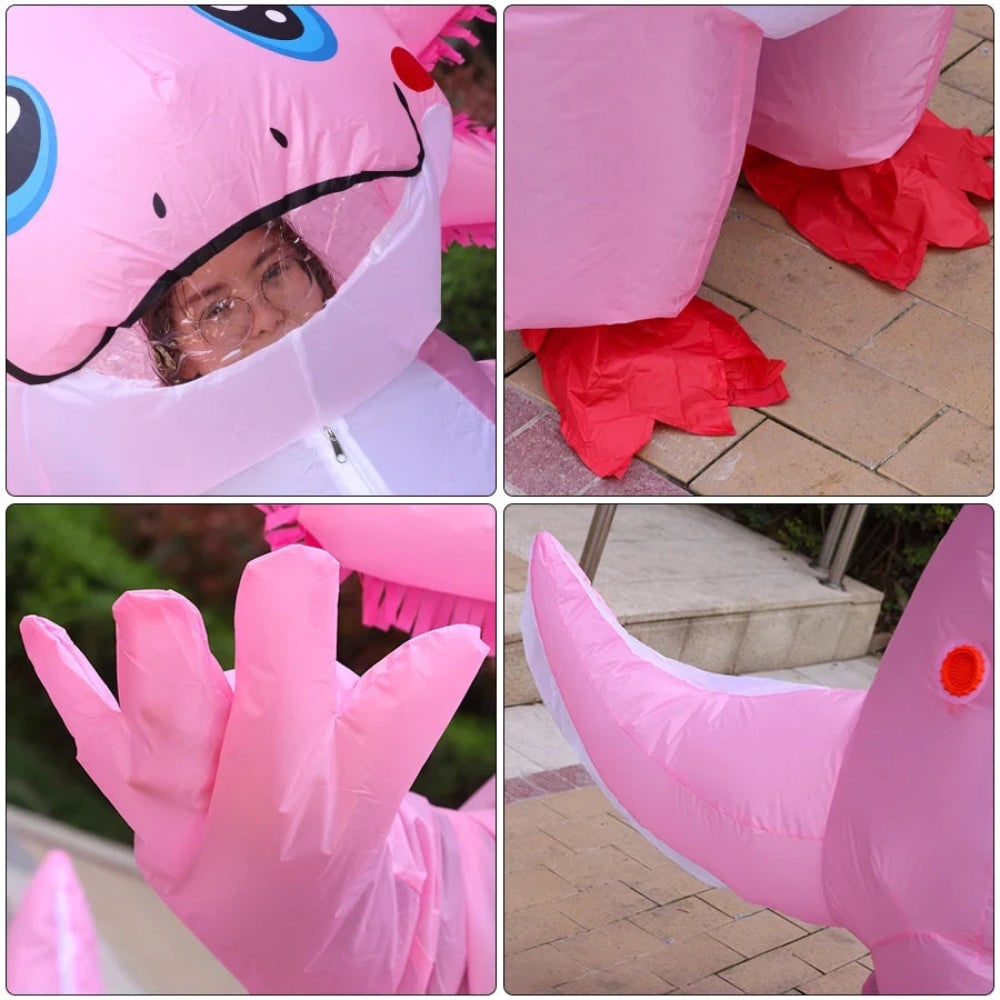 Halloween Inflatable Axolotl Costume with Battery-Operated Fan and Full-Body Design - Image 6
