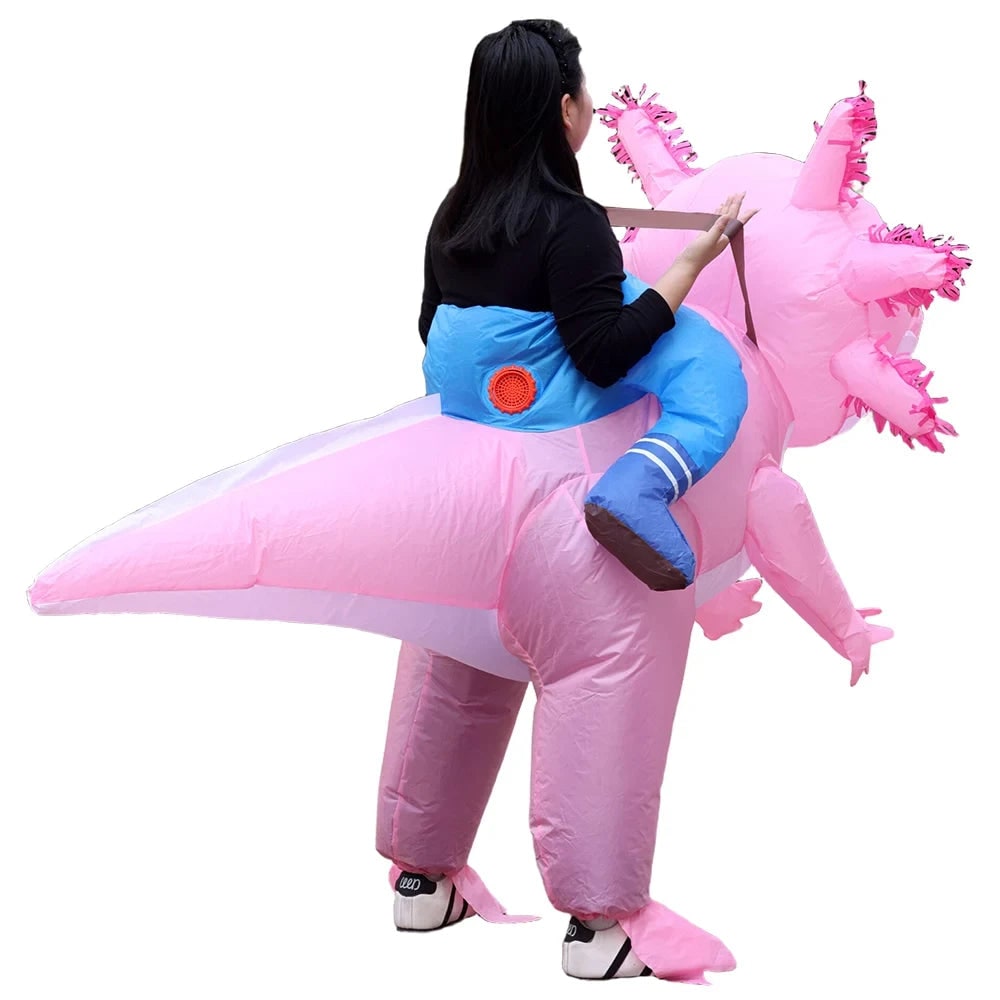 Halloween Inflatable Axolotl Costume with Battery-Operated Fan and Full-Body Design - Image 8
