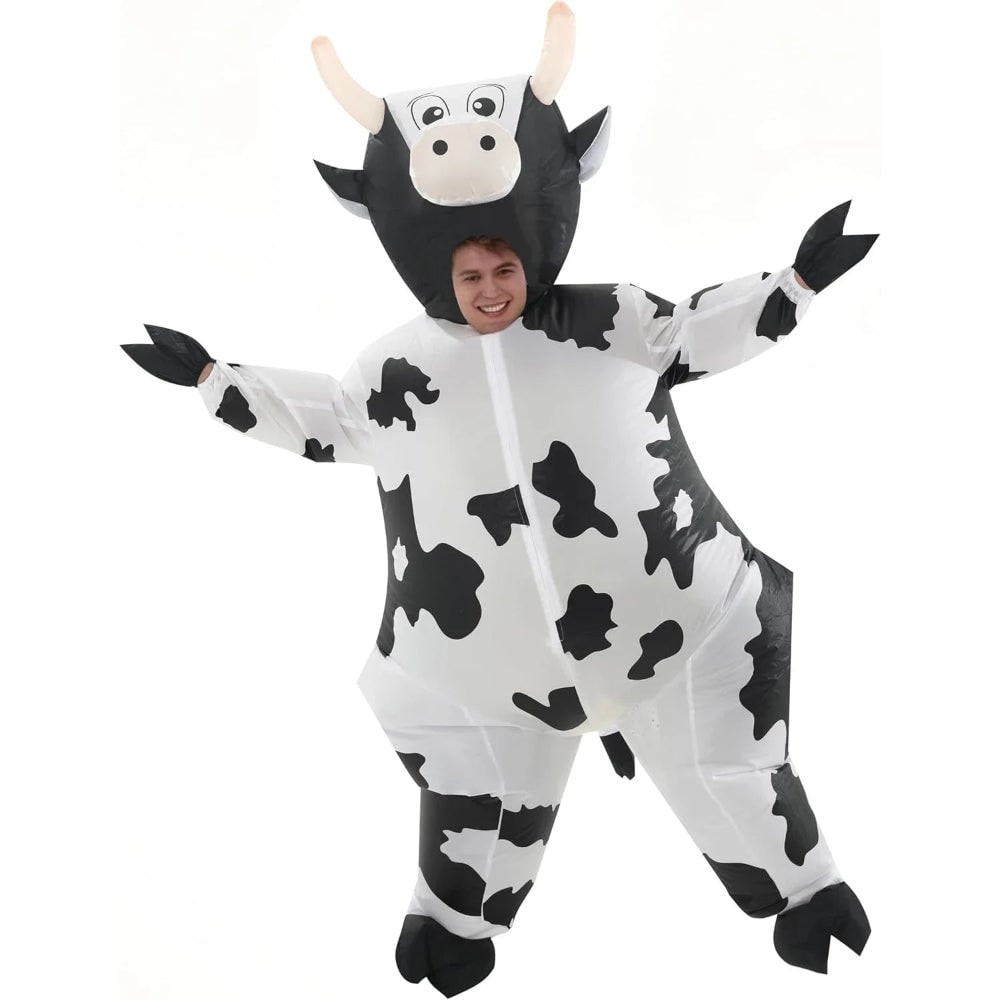 Halloween Inflatable Cow Costume with Blow Up Suit and Animal Design - Image 2