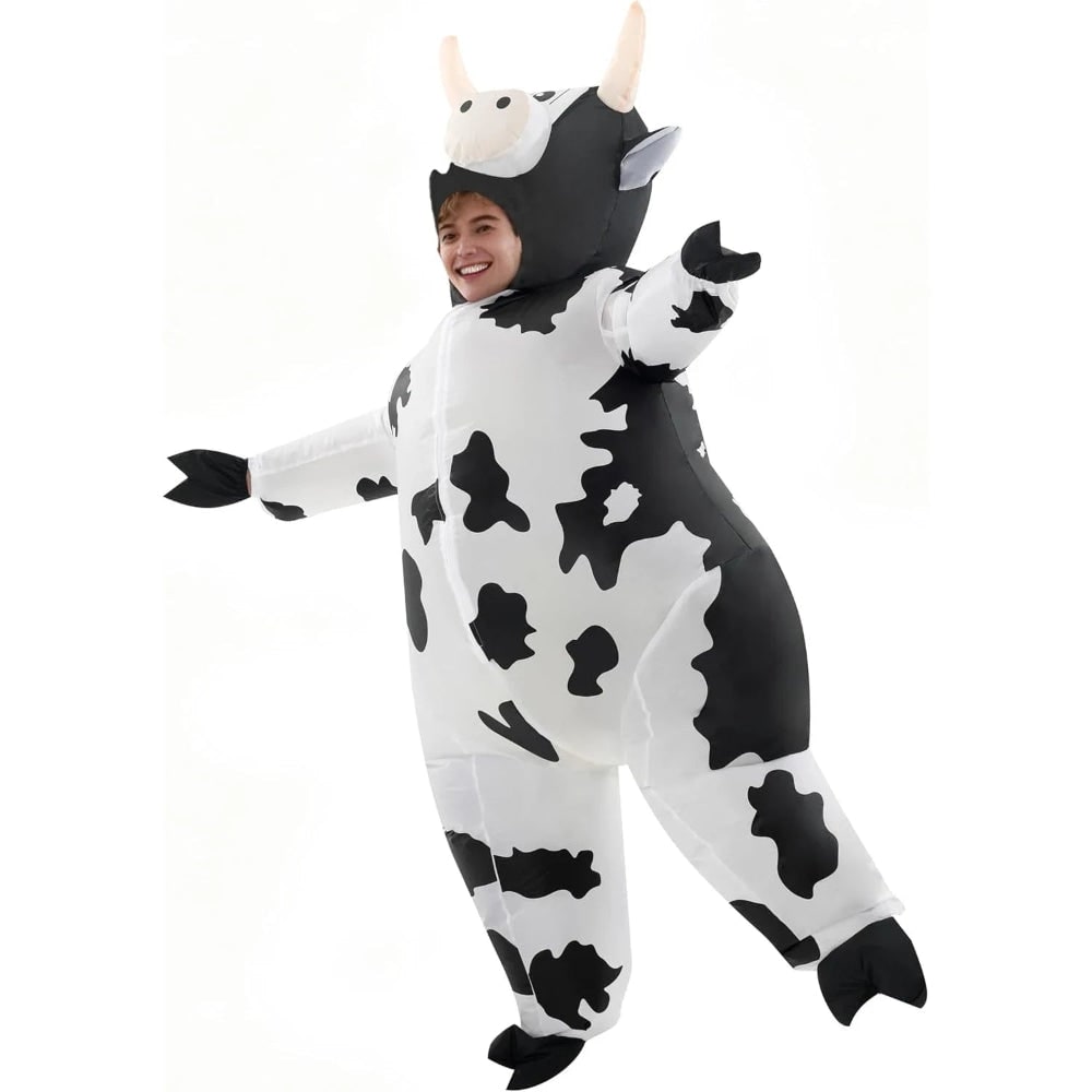 Halloween Inflatable Cow Costume with Blow Up Suit and Animal Design - Image 3