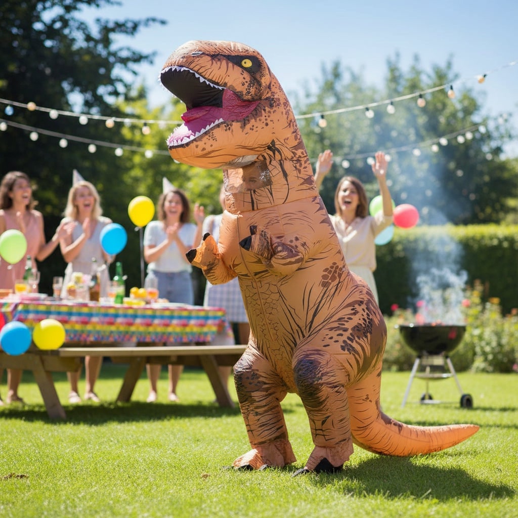 Halloween Inflatable Dinosaur Costume Blow Up T-Rex Outfit with Built-In Fan - Image 1