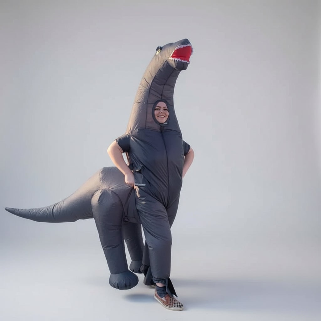Halloween Inflatable Dinosaur Costume Outfit with Long Neck and Tail Party Cosplay Suit - Image 3