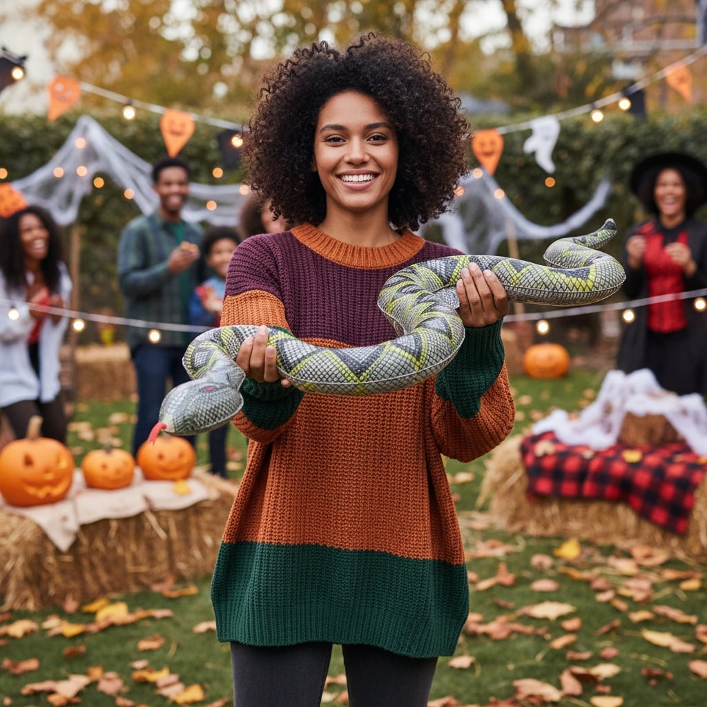 Halloween Inflatable Snake Yard Decoration for Spooky Party and Haunted House - Image 1
