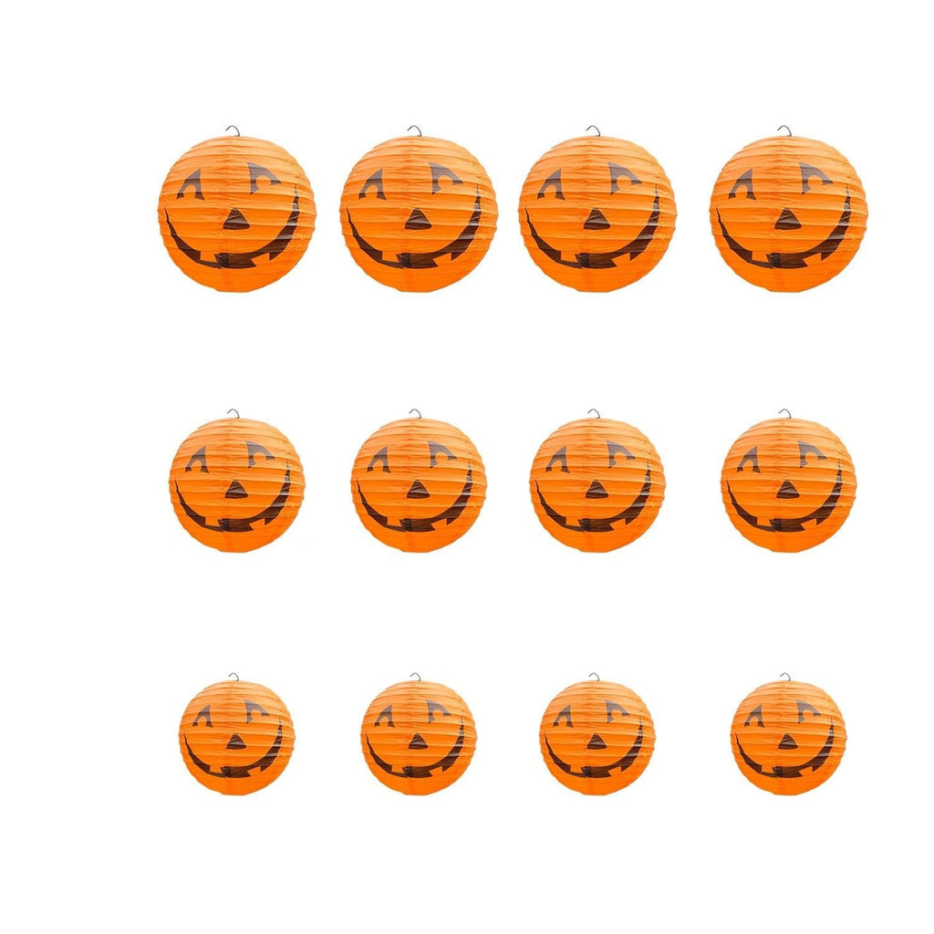 Halloween Jack O' Lantern Paper Pumpkin Hanging Decor Set of 12 - Image 2