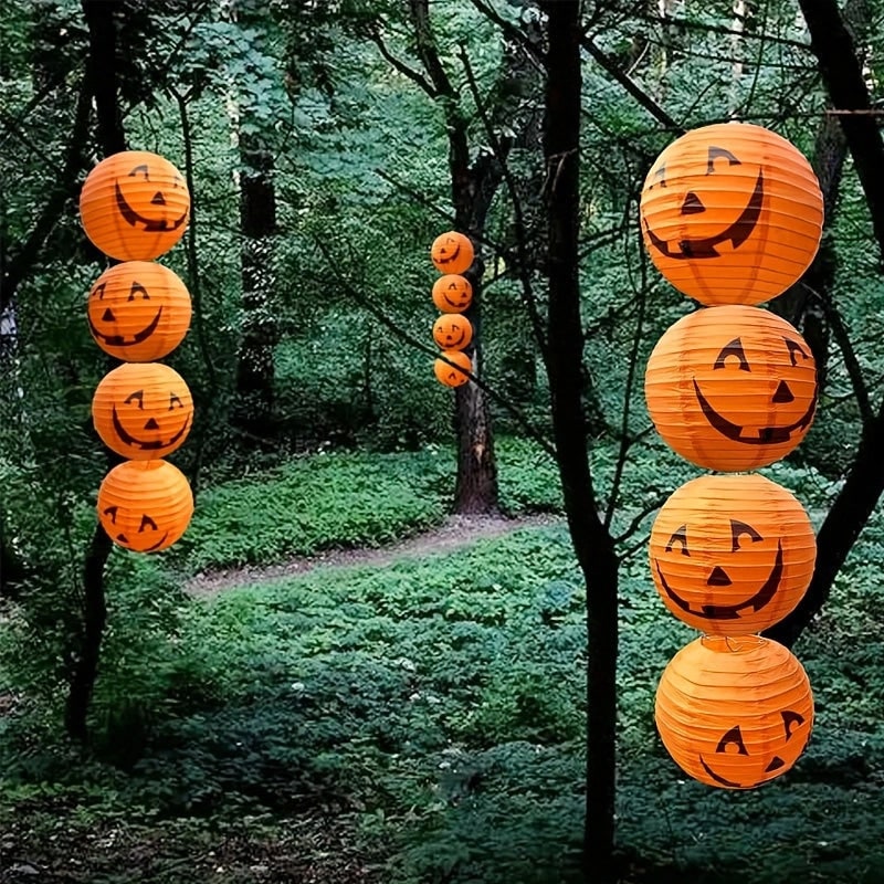 Halloween Jack O' Lantern Paper Pumpkin Hanging Decor Set of 12 - Image 4