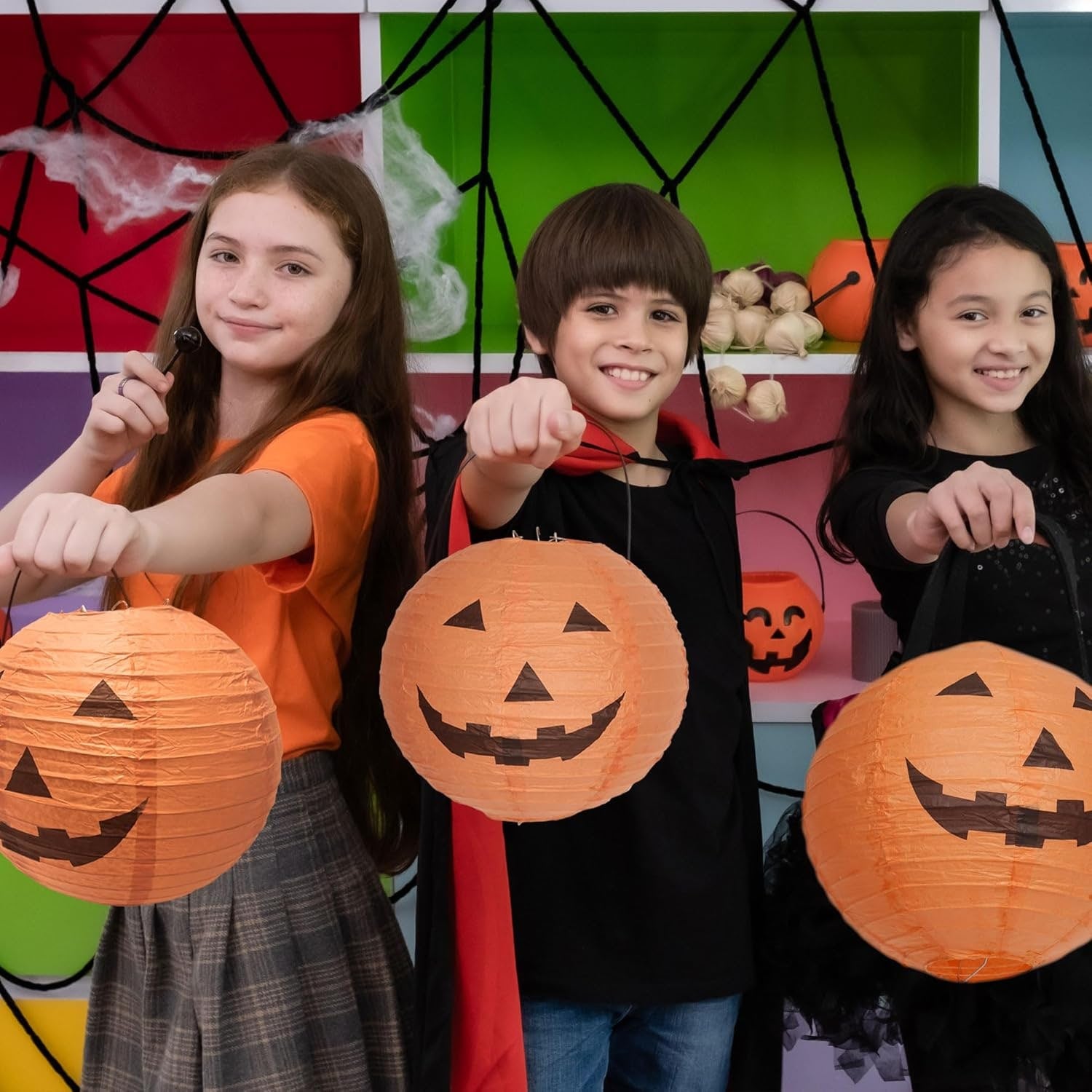 Halloween Jack O' Lantern Paper Pumpkin Hanging Decor Set of 12 - Image 7