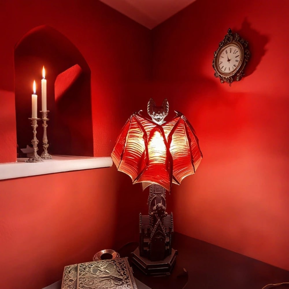 Halloween LED Light Bat Lamp Gothic Style Table with Translucent Wings - Image 4