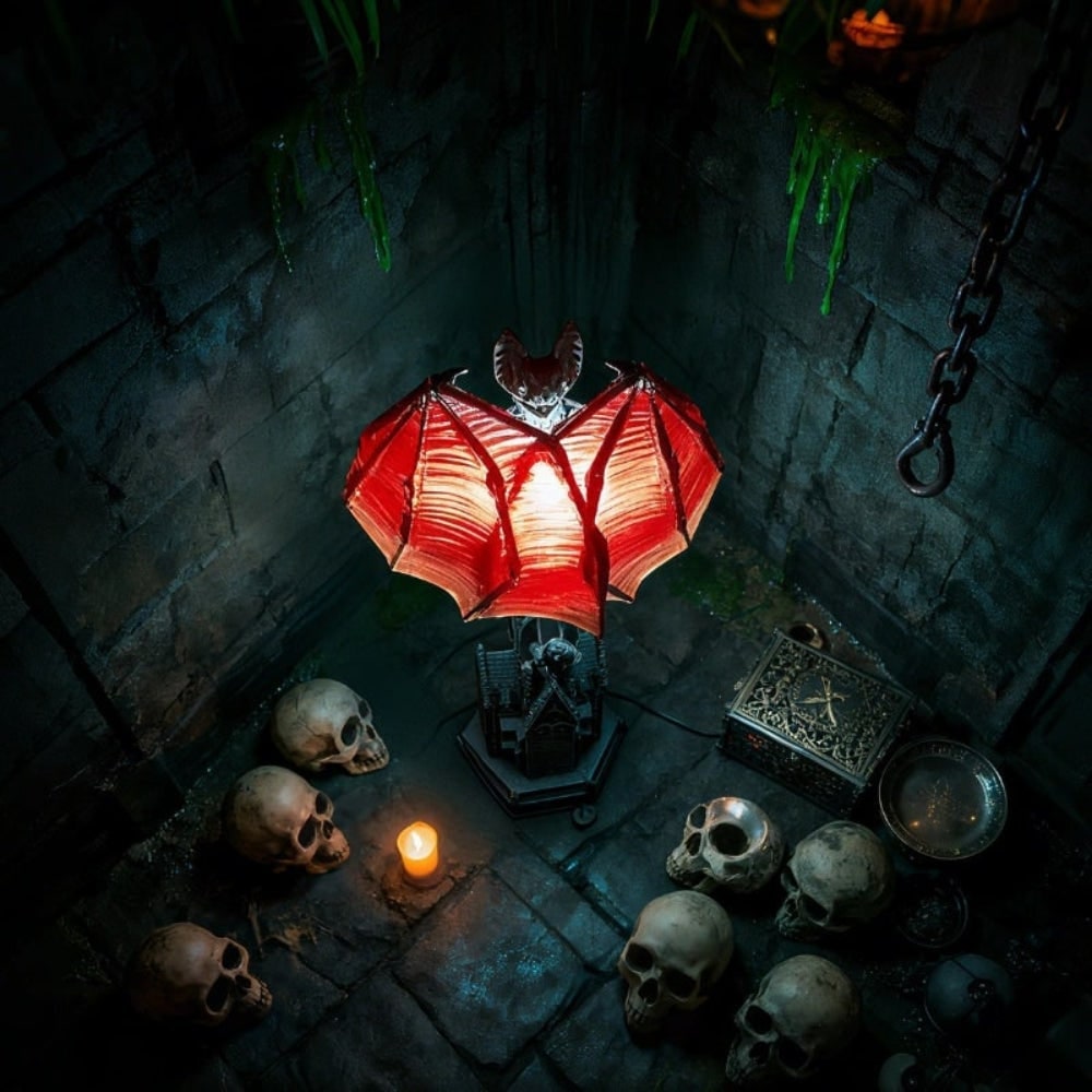 Halloween LED Light Bat Lamp Gothic Style Table with Translucent Wings - Image 6