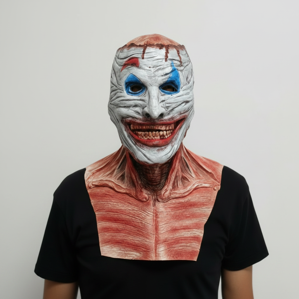 Halloween Mask Peel Off Creepy Clown and Skull Double-Layer Latex Costume - Image 2