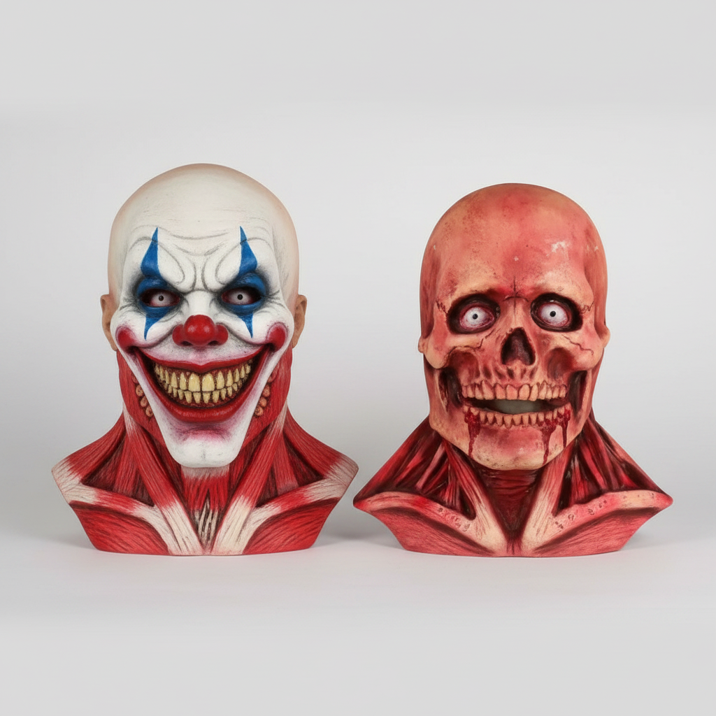 Halloween Mask Peel Off Creepy Clown and Skull Double-Layer Latex Costume - Image 5