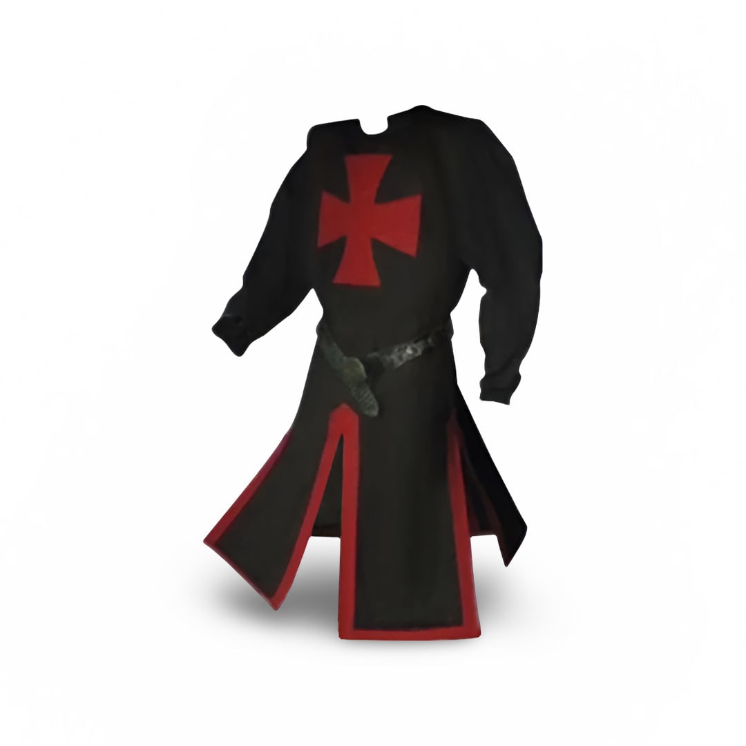 Halloween Medieval Knight Costume Tunic with Hooded and Templar Cross for Cosplay Party - Image 3