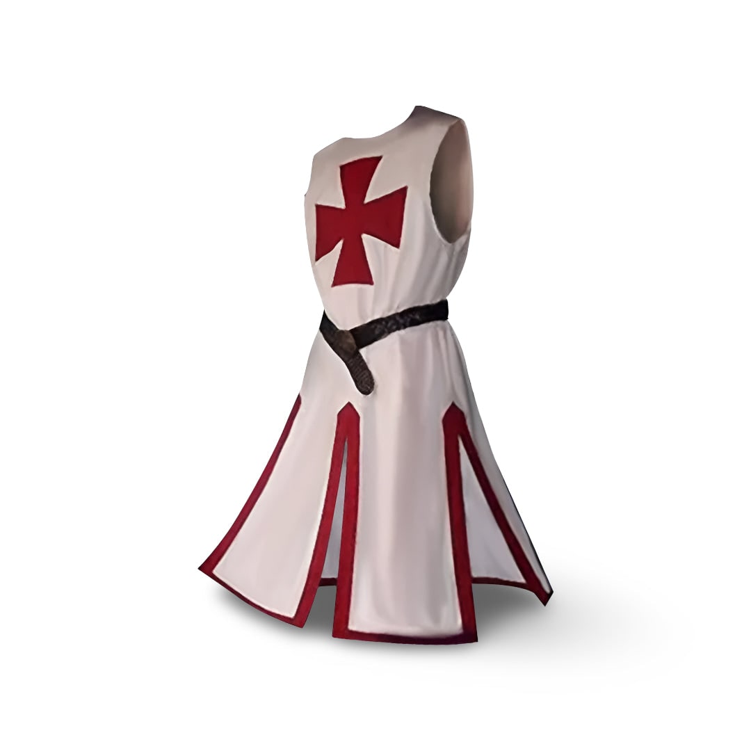 Halloween Medieval Knight Costume Tunic with Hooded and Templar Cross for Cosplay Party - Image 5