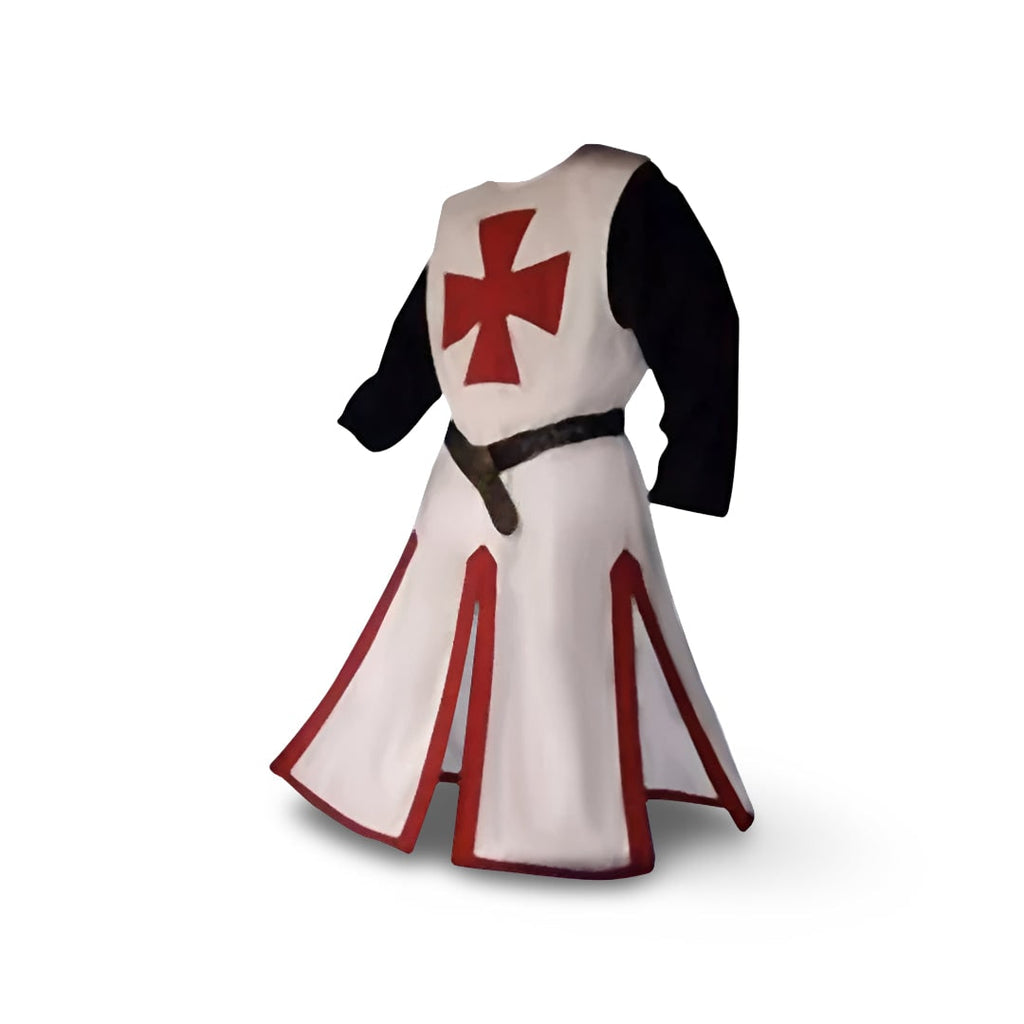 Halloween Medieval Knight Costume Tunic with Hooded and Templar Cross for Cosplay Party - Image 6