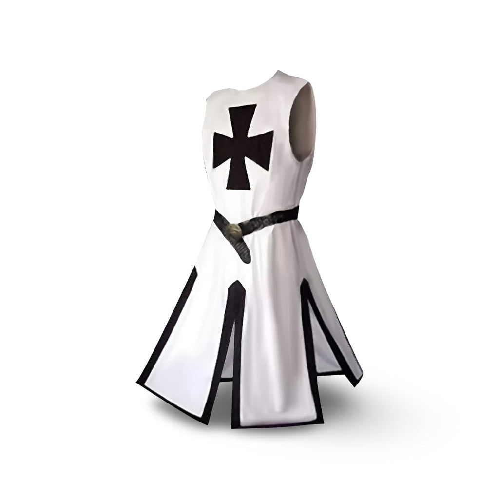 Halloween Medieval Knight Costume Tunic with Hooded and Templar Cross for Cosplay Party - Image 8