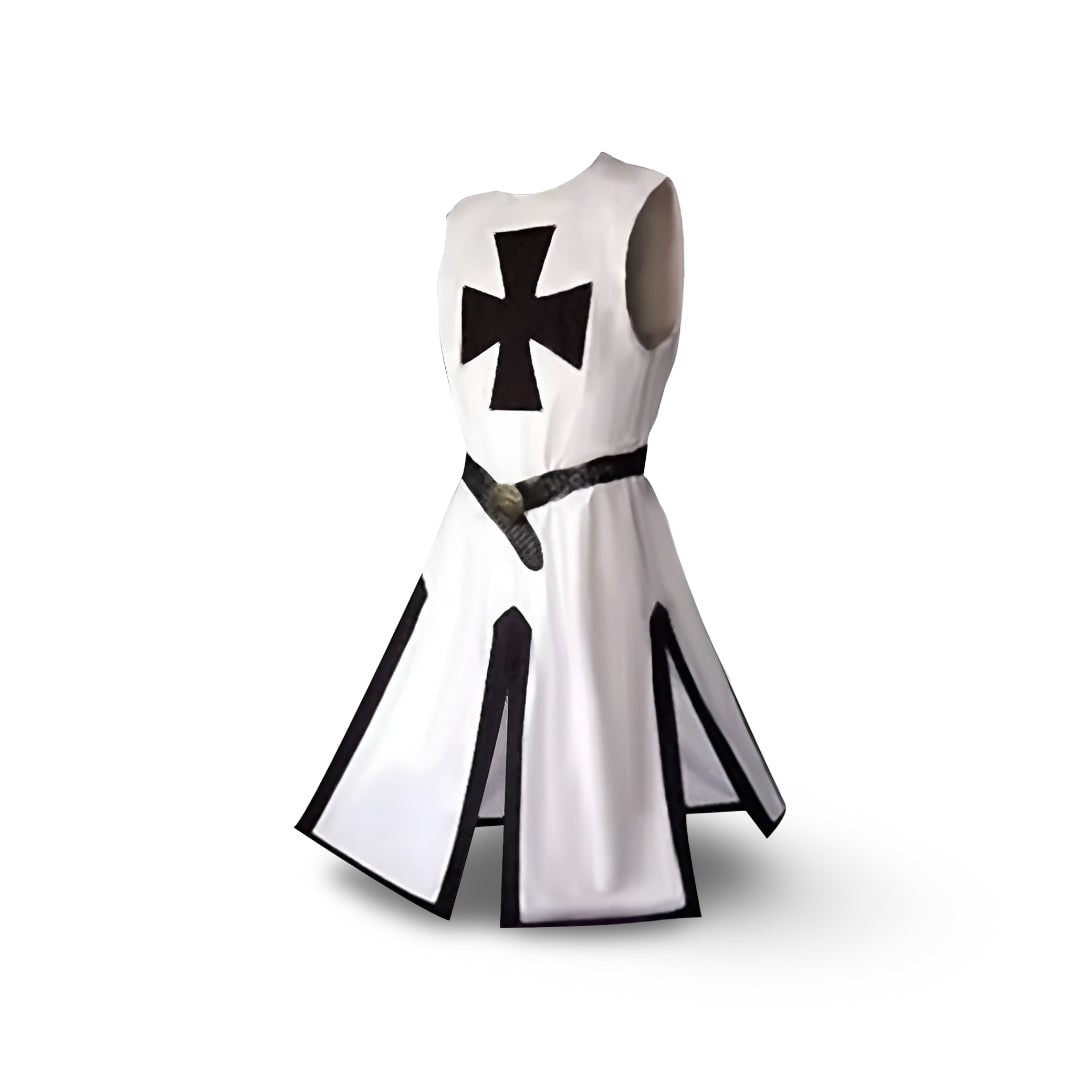 Halloween Medieval Knight Costume Tunic with Hooded and Templar Cross for Cosplay Party - Image 8