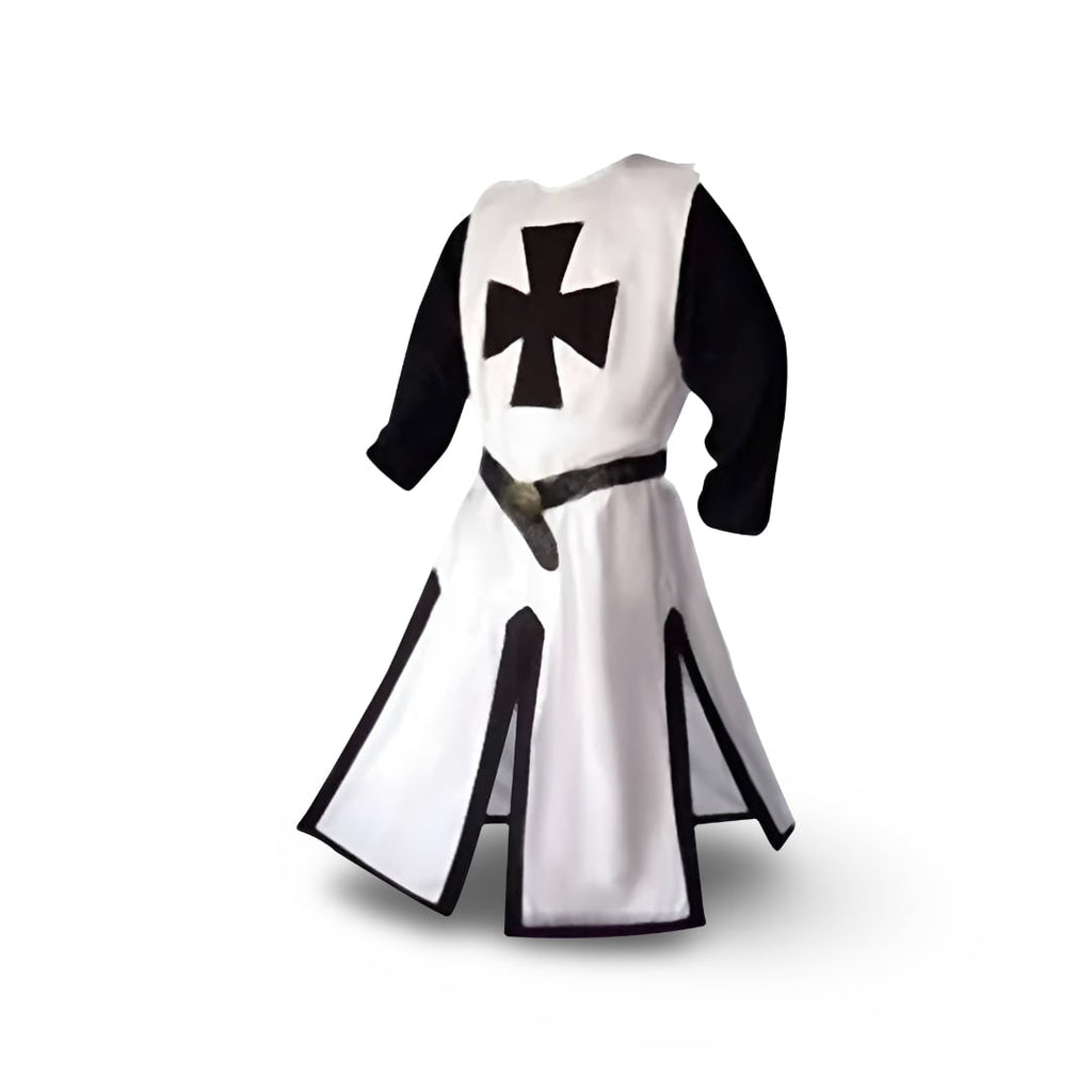 Halloween Medieval Knight Costume Tunic with Hooded and Templar Cross for Cosplay Party - Image 9