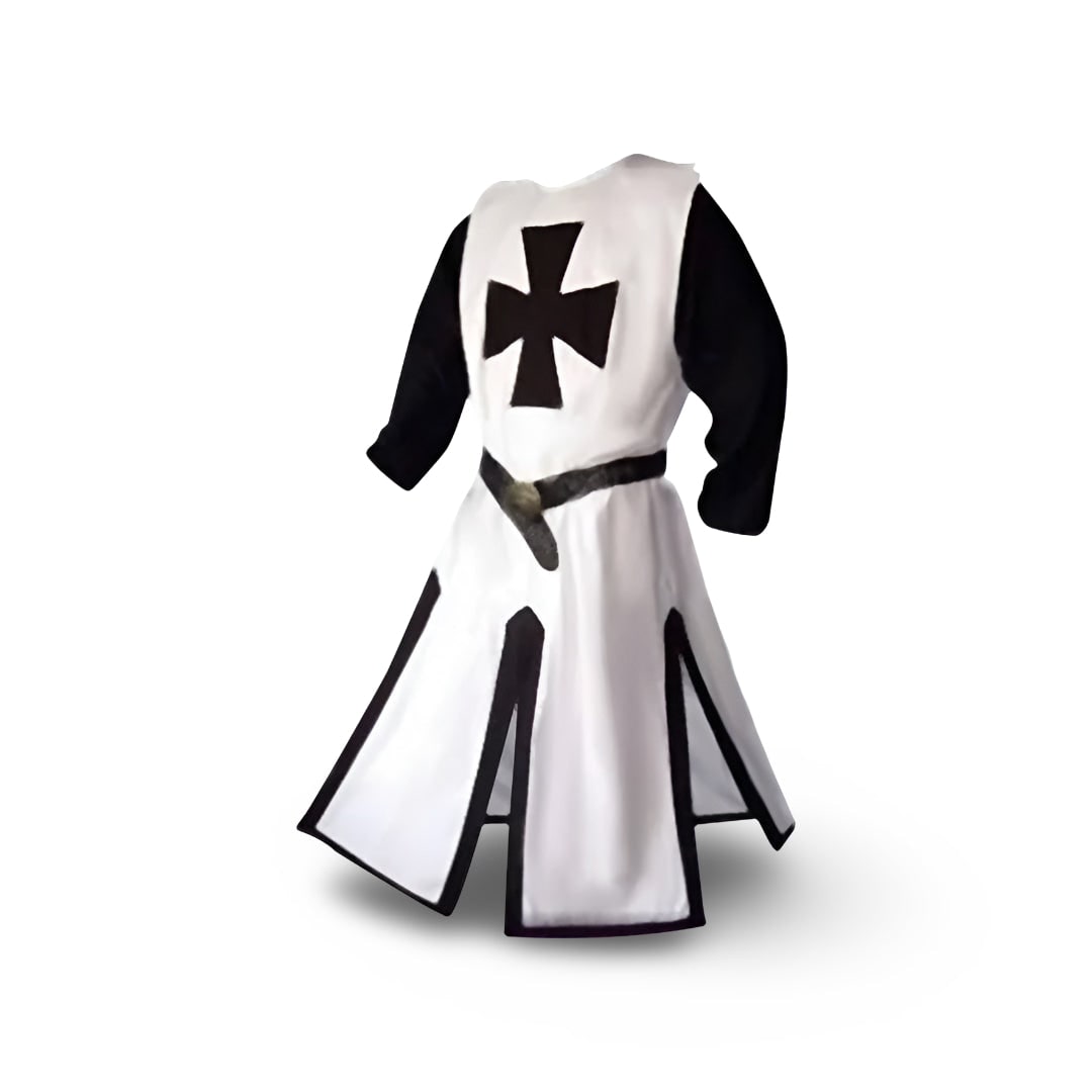 Halloween Medieval Knight Costume Tunic with Hooded and Templar Cross for Cosplay Party - Image 9
