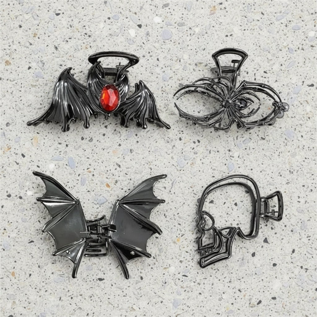 Halloween Metal Claw Clips with Spooky Spider Bat and Skeleton Designs Cute Decorative Hair - Image 4