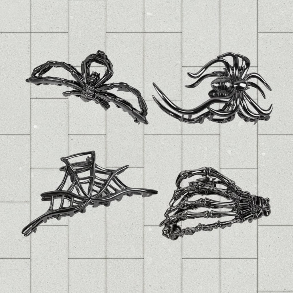 Halloween Metal Claw Clips with Spooky Spider Bat and Skeleton Designs Cute Decorative Hair - Image 5