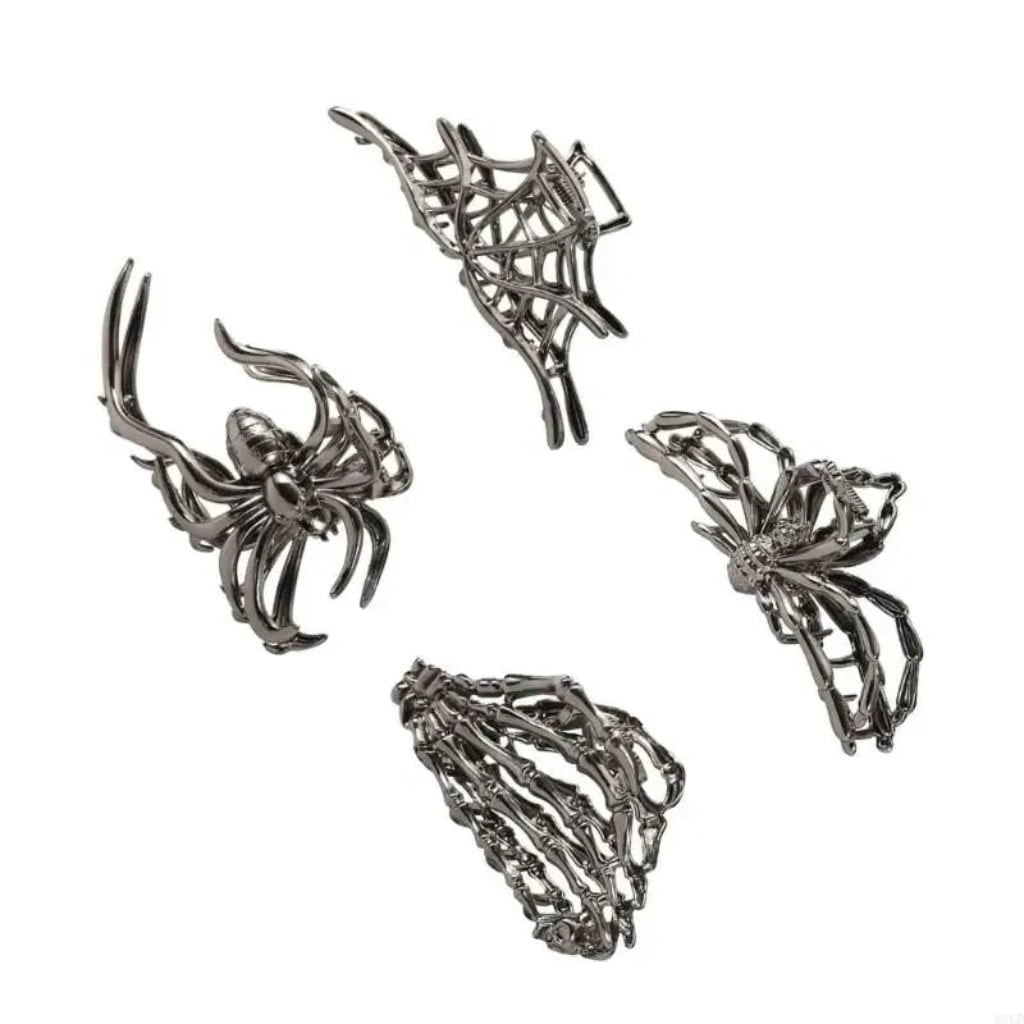Halloween Metal Claw Clips with Spooky Spider Bat and Skeleton Designs Cute Decorative Hair - Image 6