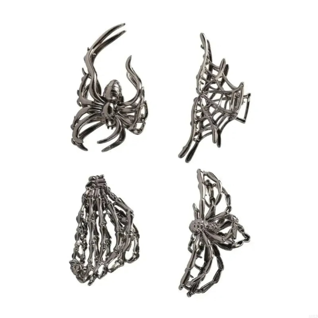 Halloween Metal Claw Clips with Spooky Spider Bat and Skeleton Designs Cute Decorative Hair - Image 7