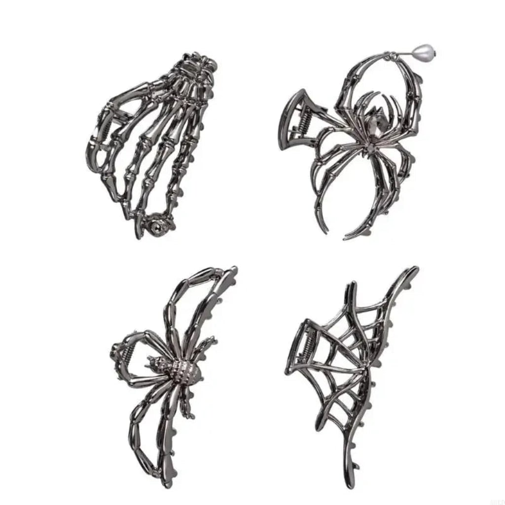 Halloween Metal Claw Clips with Spooky Spider Bat and Skeleton Designs Cute Decorative Hair - Image 8