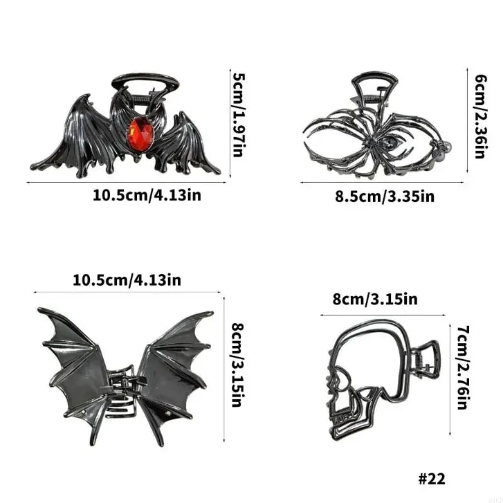 Halloween Metal Claw Clips with Spooky Spider Bat and Skeleton Designs Cute Decorative Hair - Image 9