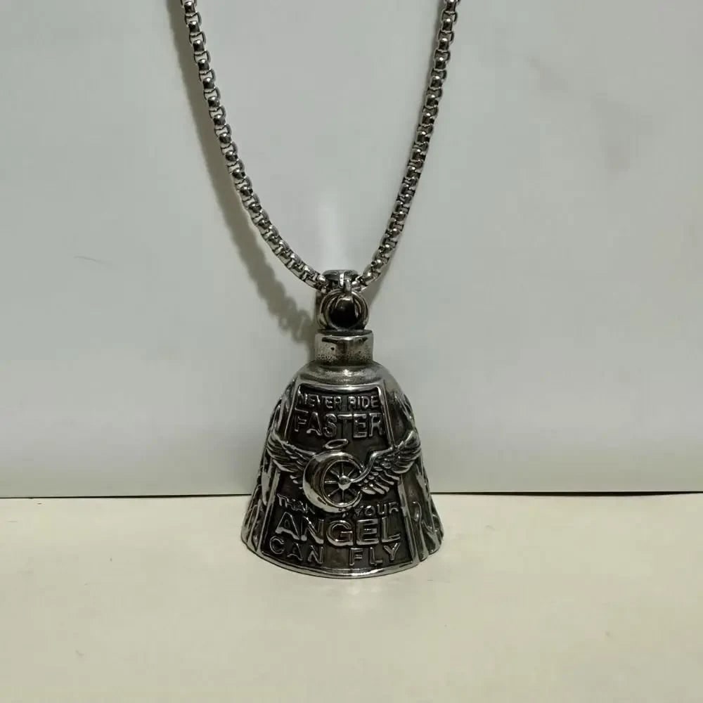 Halloween Motorcycle Guardian Bell and Biker Bike Luck Charm with Winged Design and Attachment - Image 3