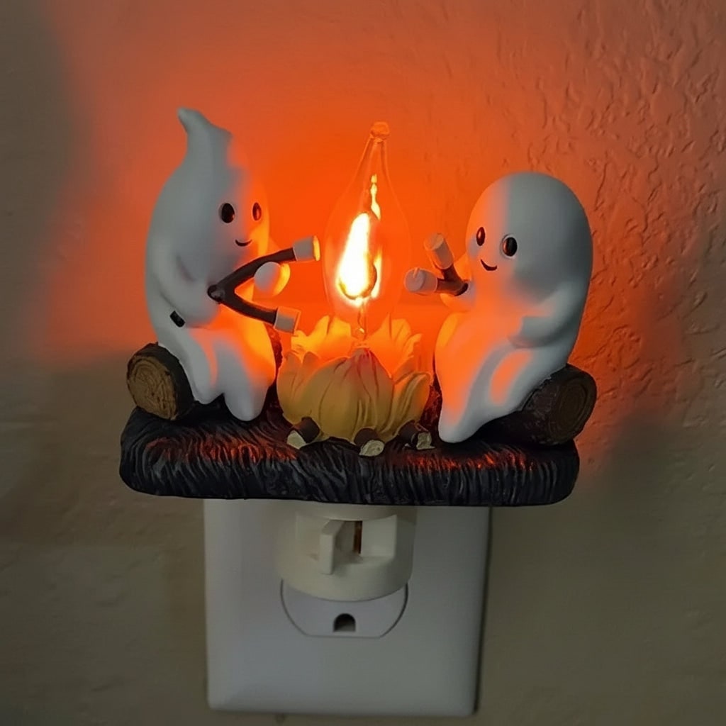 Halloween Night Light Plug in Ghost Campfire LED Decoration for Room and Party - Image 1