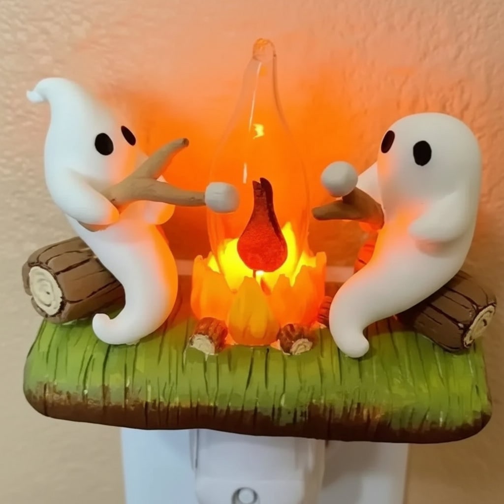Halloween Night Light Plug in Ghost Campfire LED Decoration for Room and Party - Image 2