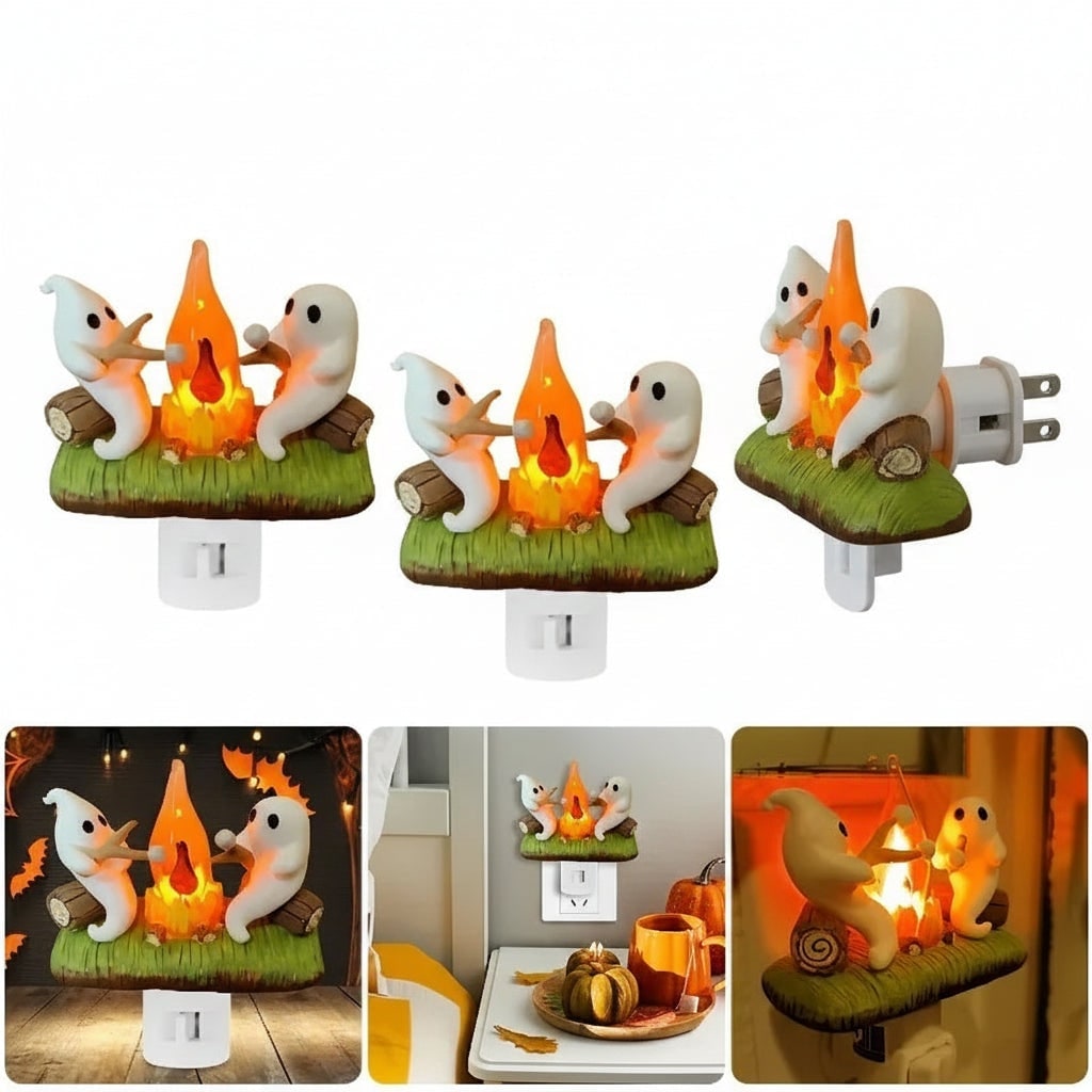 Halloween Night Light Plug in Ghost Campfire LED Decoration for Room and Party - Image 3