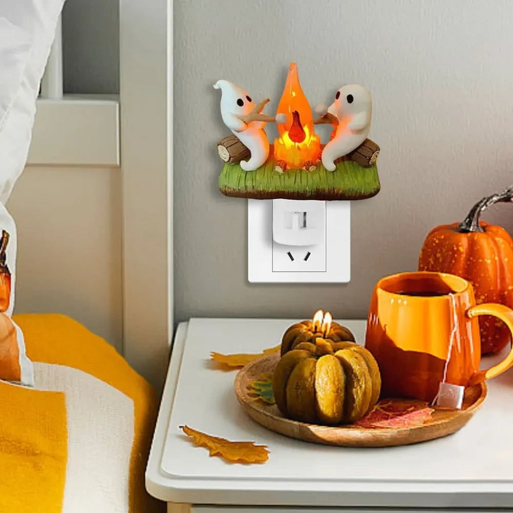 Halloween Night Light Plug in Ghost Campfire LED Decoration for Room and Party - Image 5