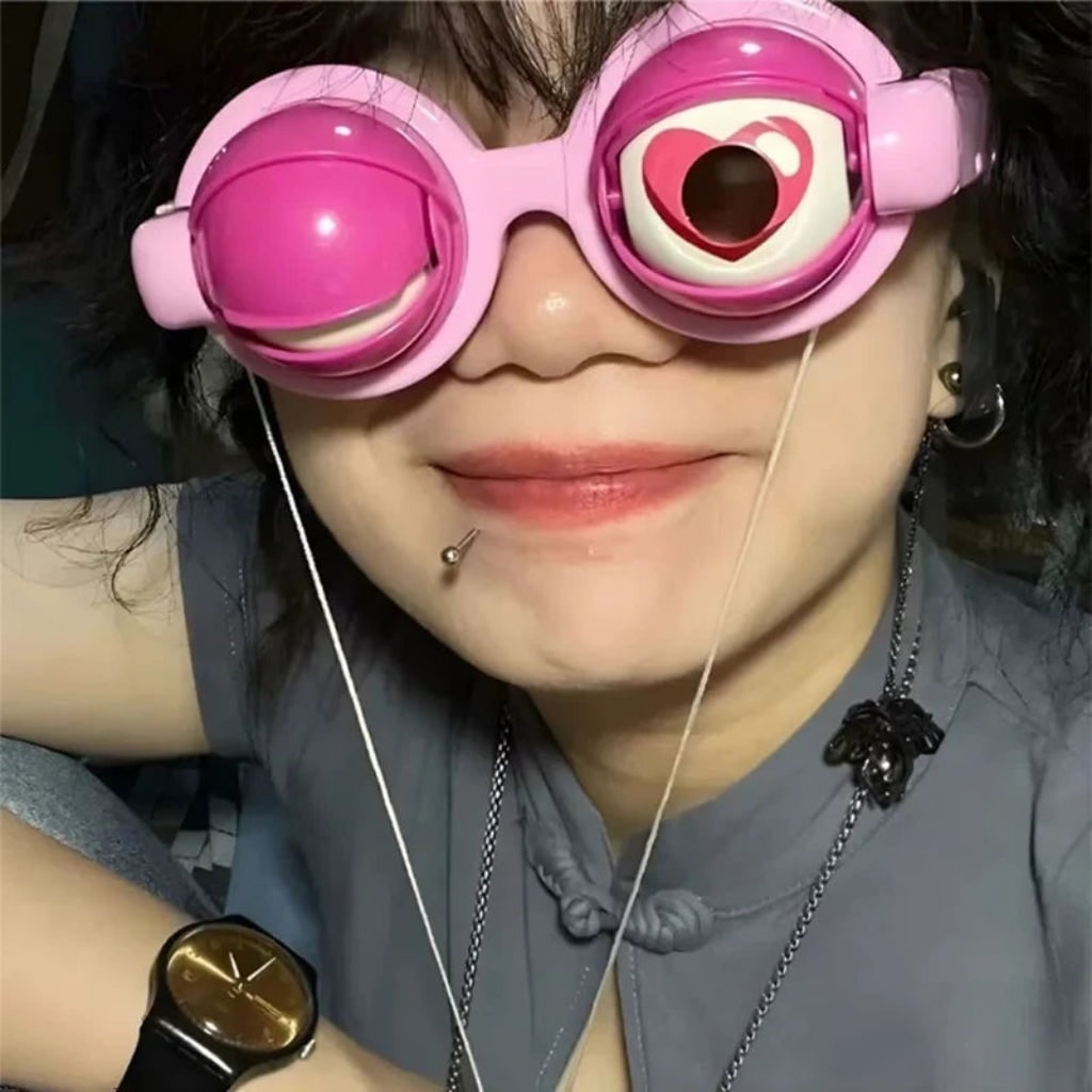 Halloween Novelty Crazy Eyes Glasses with Blinking Eyelids and Pull String for Party - Image 2