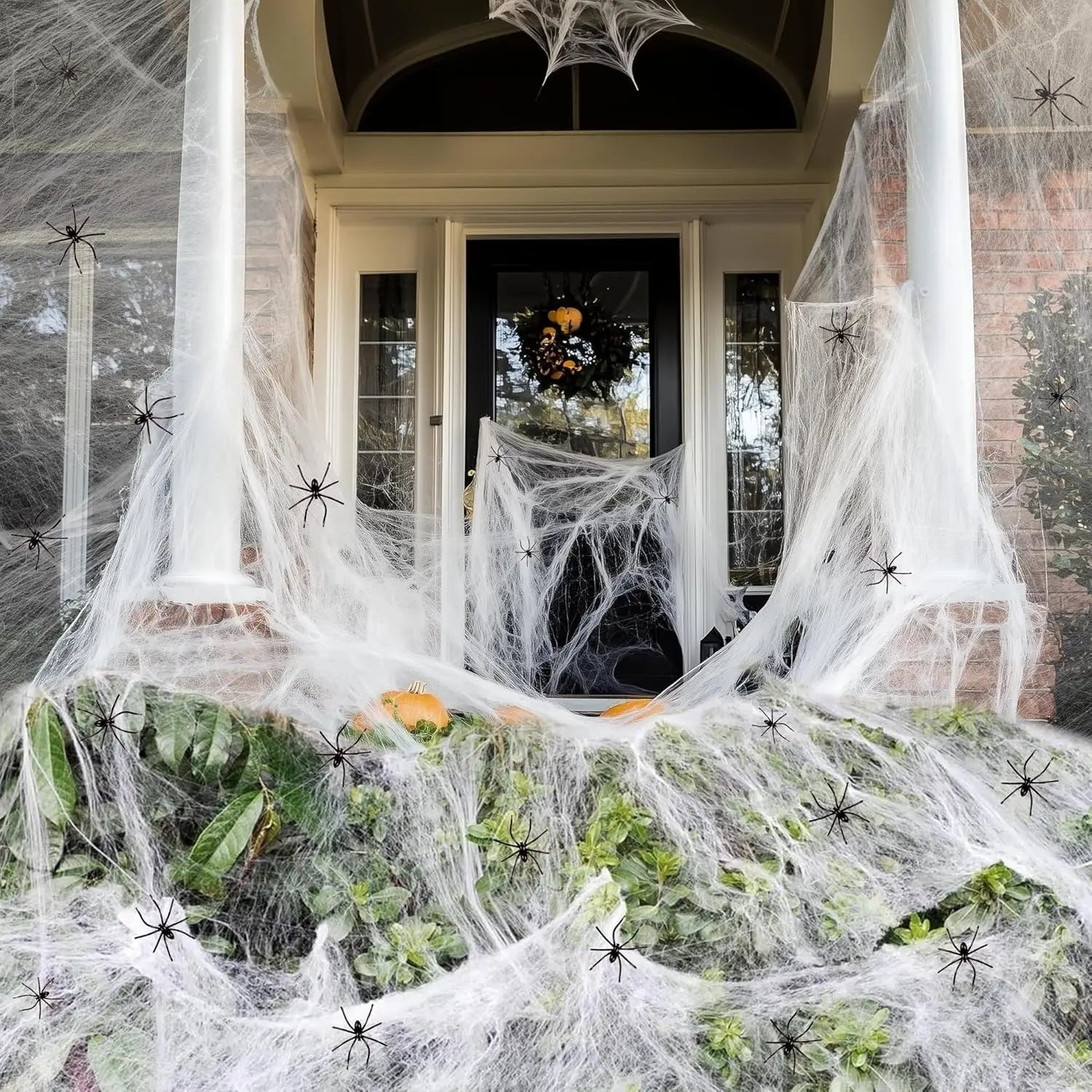 Halloween Outdoor Decoration Spider Web Giant Stretchy with Black for Yard and Party - Image 1