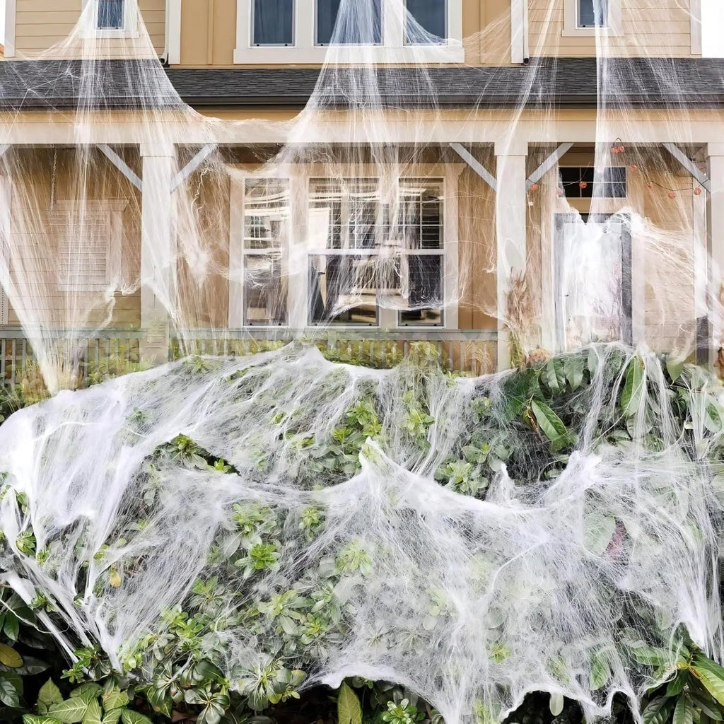 Halloween Outdoor Decoration Spider Web Giant Stretchy with Black for Yard and Party - Image 2