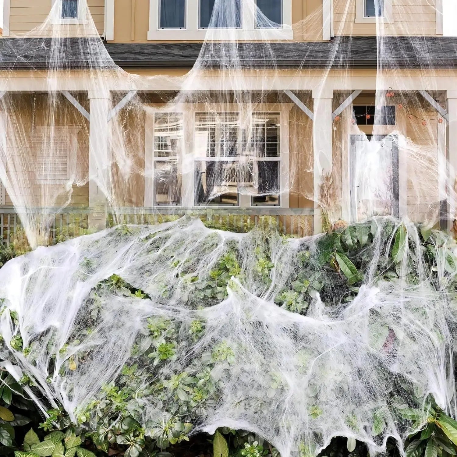 Halloween Outdoor Decoration Spider Web Giant Stretchy with Black for Yard and Party - Image 2