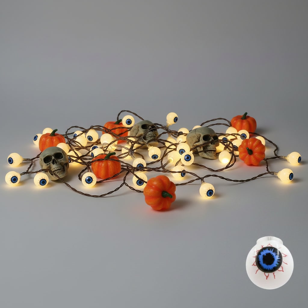 Halloween Outdoor String Lights with Battery LED and Spooky Decorative Covers for Patio Party - Image 9