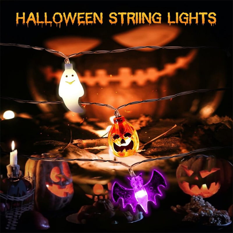 Halloween Outdoor String Lights with LED and Bat Figures Battery Operated for Patio Party Decoration - Image 2