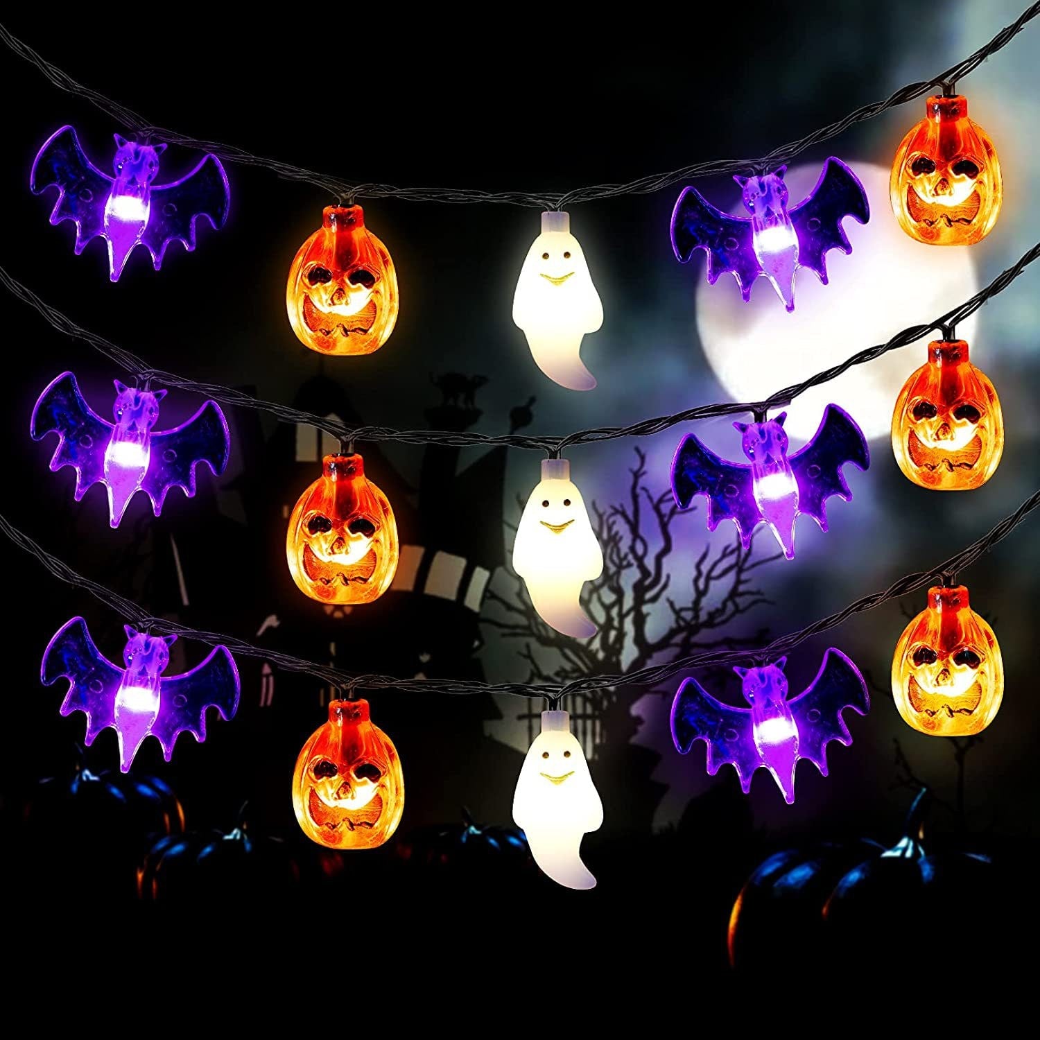 Halloween Outdoor String Lights with LED and Bat Figures Battery Operated for Patio Party Decoration - Image 4