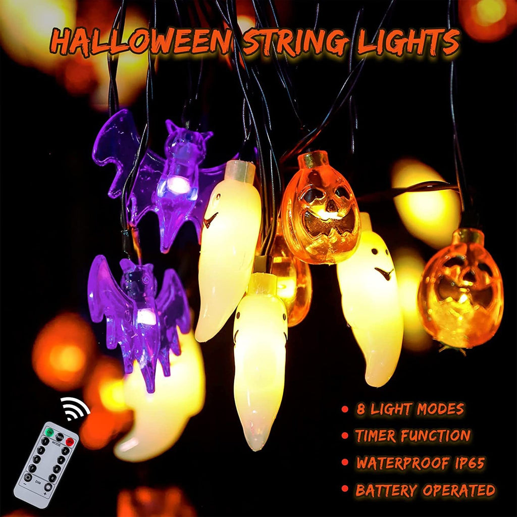 Halloween Outdoor String Lights with LED and Bat Figures Battery Operated for Patio Party Decoration - Image 7