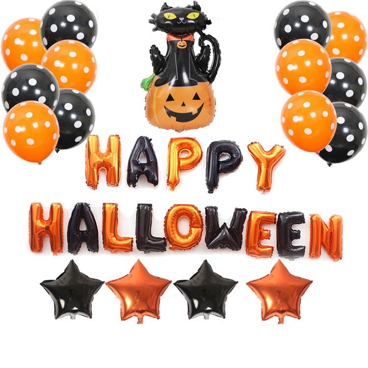 Halloween Party Balloons with Foil Letter Bat Pumpkin and Spider Decorations Kit - Image 10