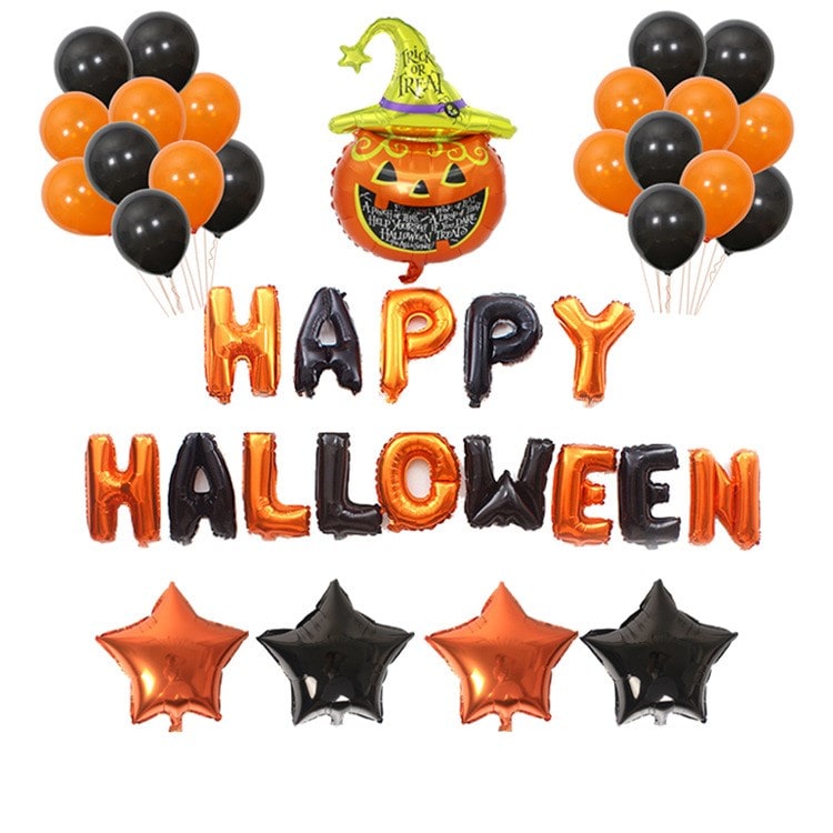 Halloween Party Balloons with Foil Letter Bat Pumpkin and Spider Decorations Kit - Image 6