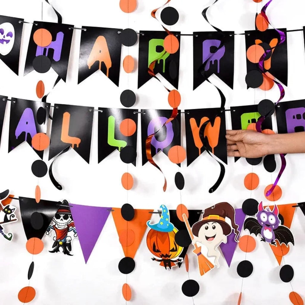 Halloween Party Decorations Banner Kit with Hanging Swirls and Outdoor Wall Decor - Image 3