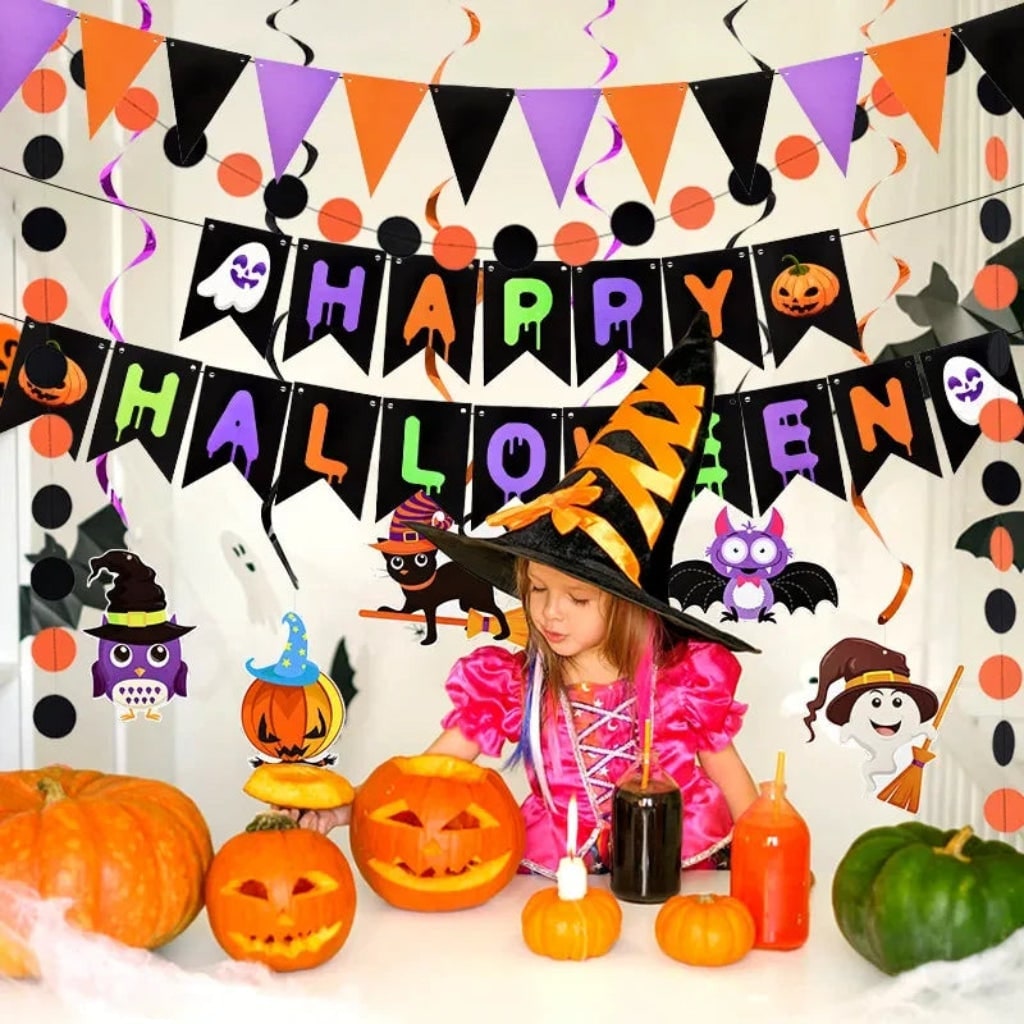 Halloween Party Decorations Banner Kit with Hanging Swirls and Outdoor Wall Decor - Image 4