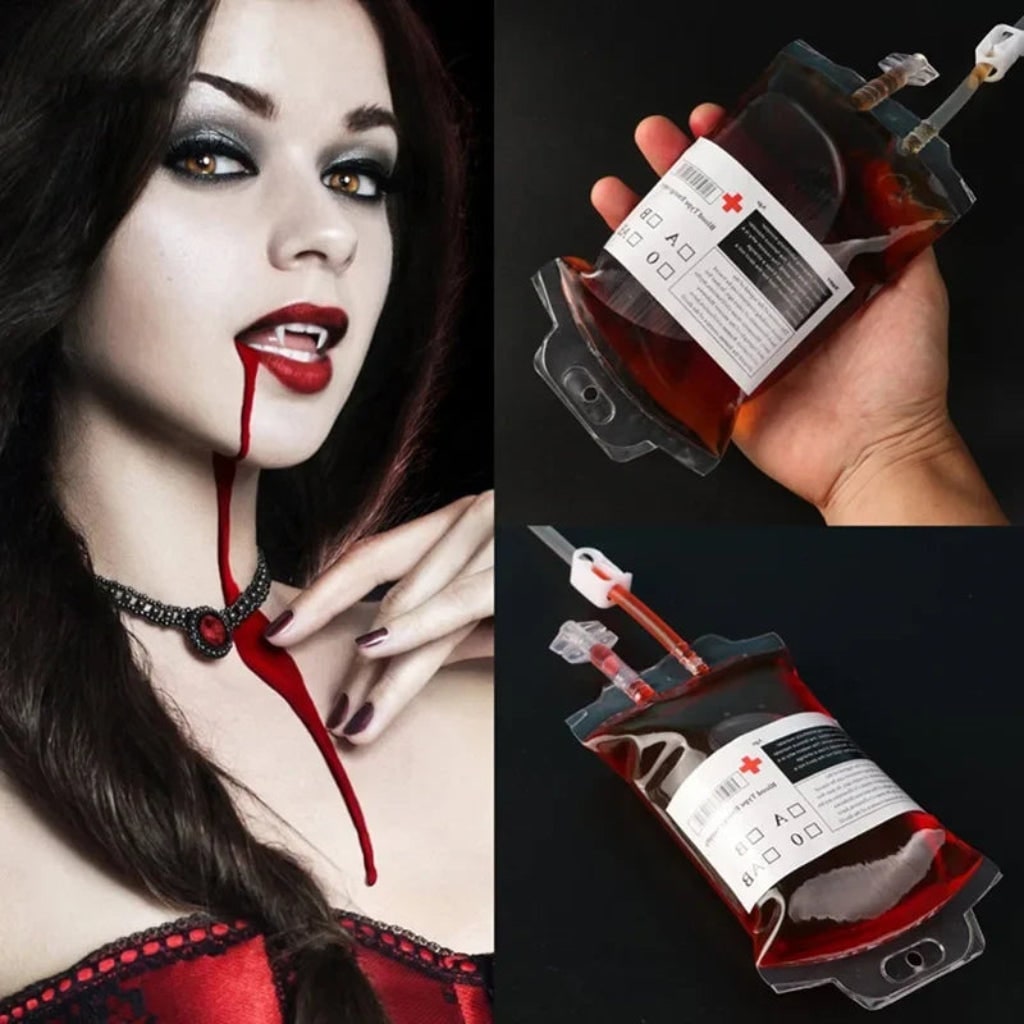 Halloween Party Supplies Blood Bag Drink Pouches with Syringe for Decorations and Favors - Image 4