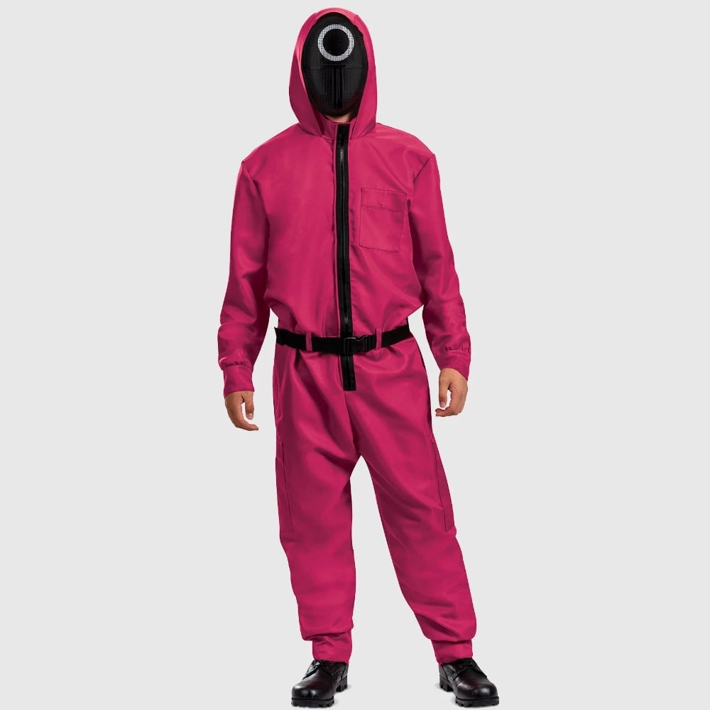 Halloween Pink Jumpsuit Costume with and Belt for Party - Image 3