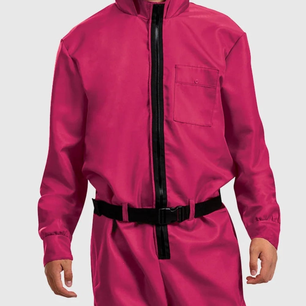 Halloween Pink Jumpsuit Costume with and Belt for Party - Image 7