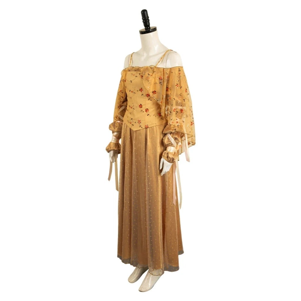 Halloween Plus Size Medieval Dress Costume with Embroidered Bodice and Glitter Tulle Skirt - Image 3